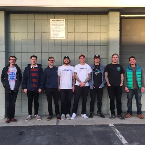 The Story So Far and the Panda team lined up outside the studio, February 2015