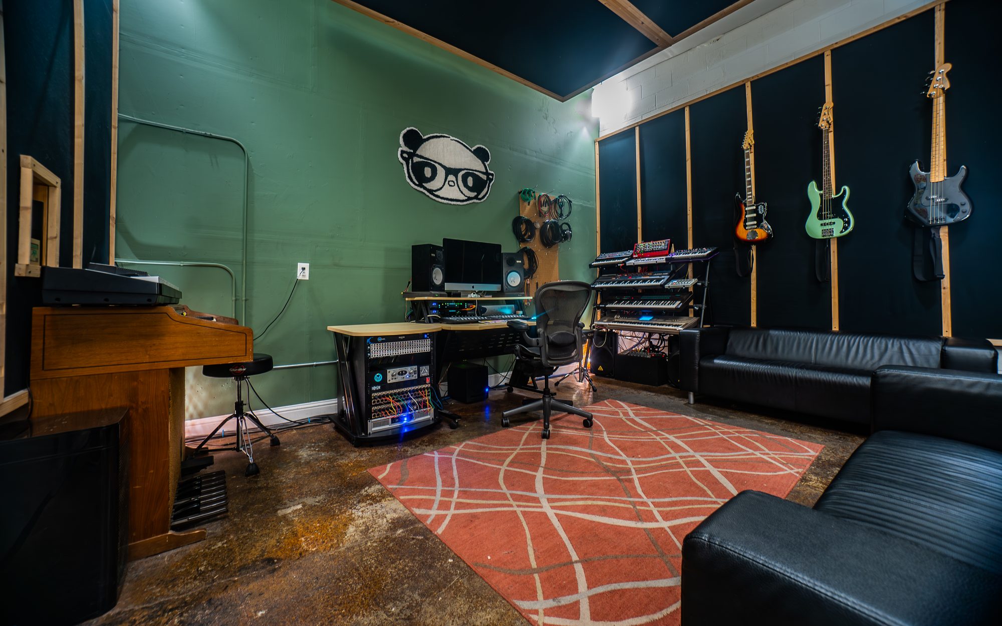 Panda East control room and synth collection