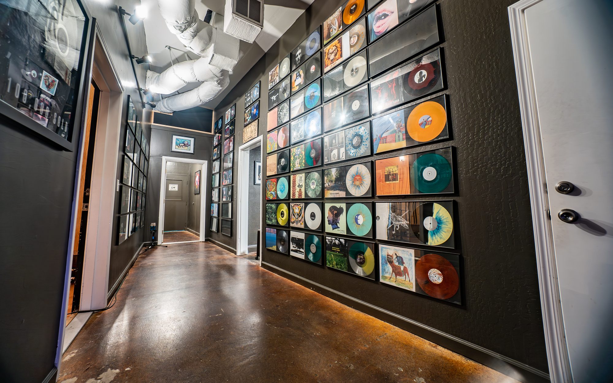 Wall of records at The Panda Studios