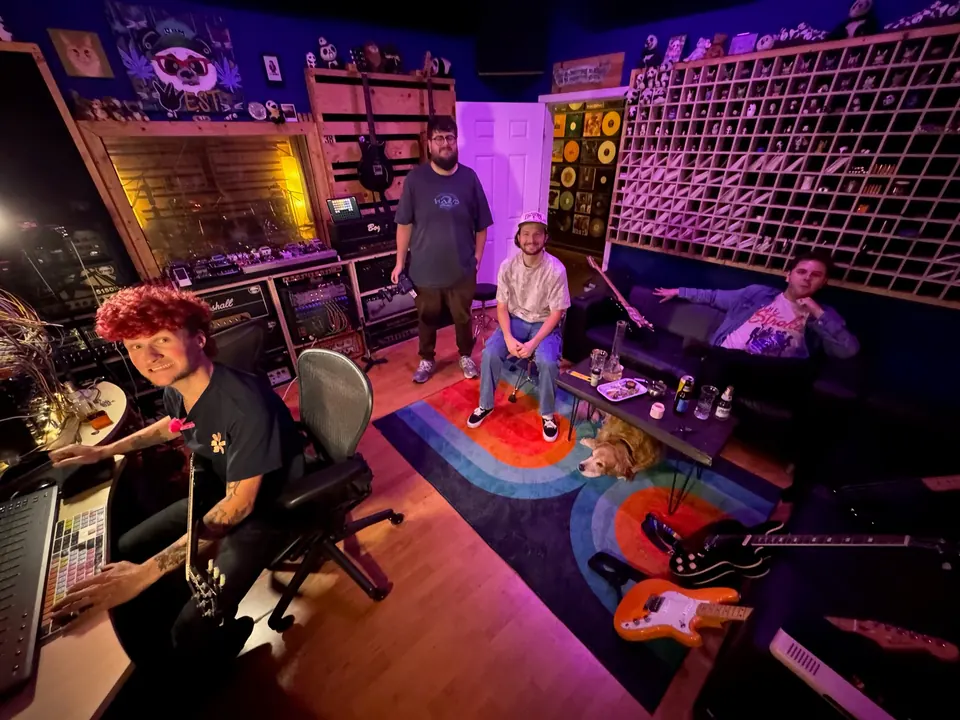 A band session in the Panda West control room